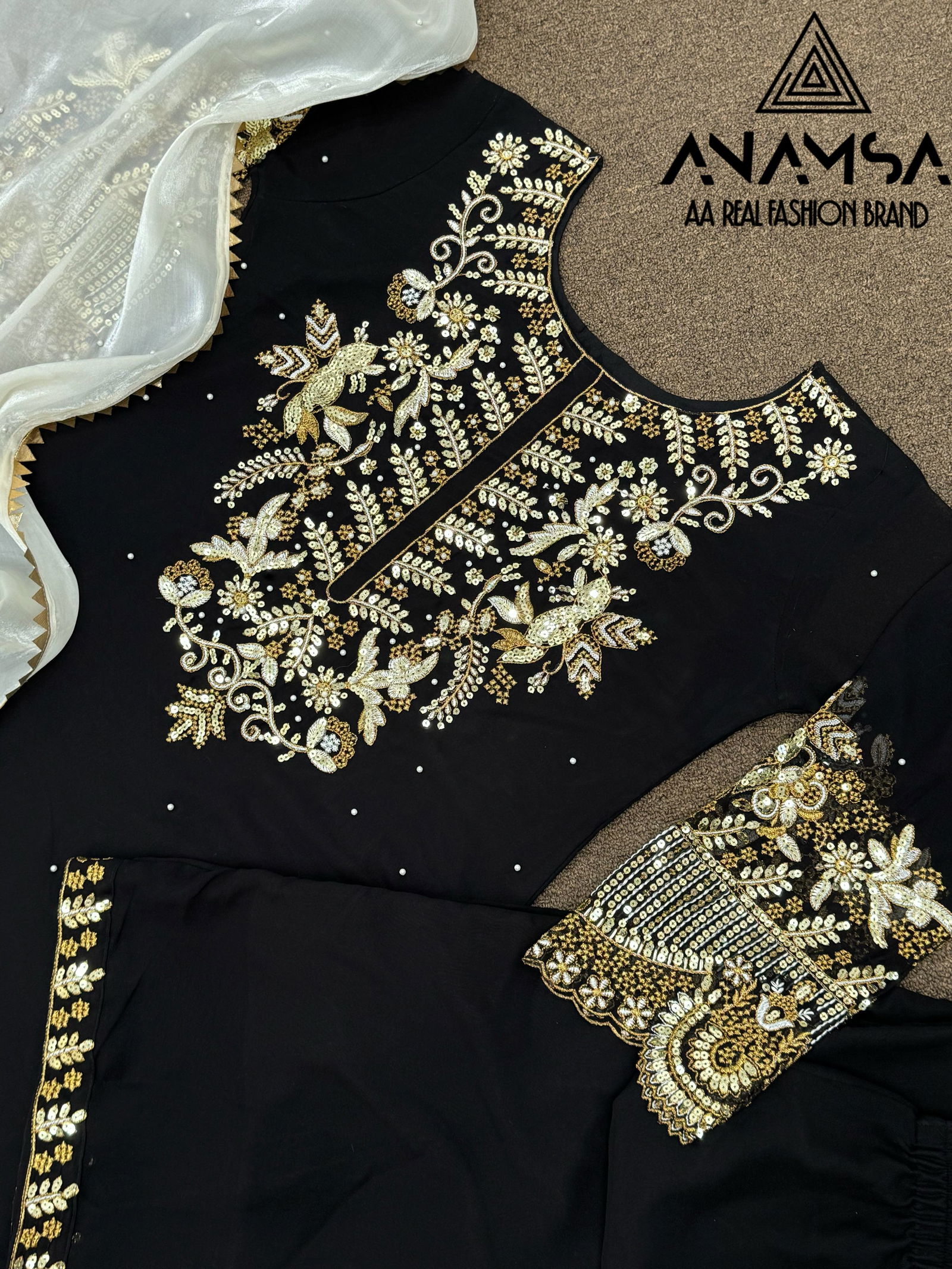 Anamsa 487 Faux Georgette Embroidery Pakistani Suit Wholesale Shop In Surat